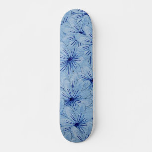 Watercolor Blue Wild Flowers Bouquet Skateboard