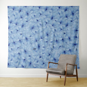 Watercolor Blue Wild Flowers Bouquet Tapestry