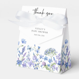 Watercolor Blue Wildflower Baby Shower Favour Box