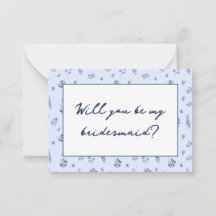 Watercolor Blue Wildflowers Bridesmaid Proposal