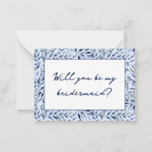 Watercolor Blue Wildflowers Bridesmaid Proposal