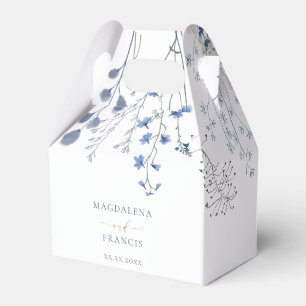 watercolor blue wildflowers wedding favour box