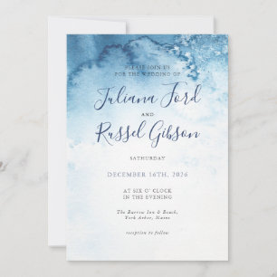 Watercolor Blue Winter Wedding Invitation
