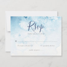 Watercolor Blue Winter Wedding RSVP Card