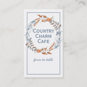 Watercolor Blue Wreath Business Card