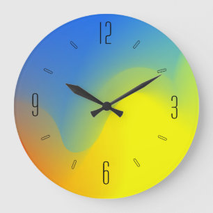 Watercolor Blue Yellow Lime Orange Artistic Clock