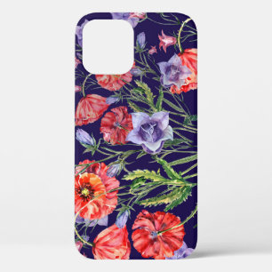 Watercolor Bluebell Poppy Array iPhone 12 Case