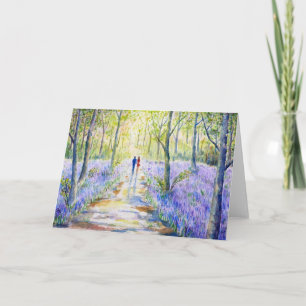 Watercolor Bluebell Wood Walk Greeting Card
