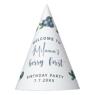 Watercolor blueberries 1st birthday party hat