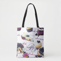 Watercolor Blueberries and Sweets Monogram