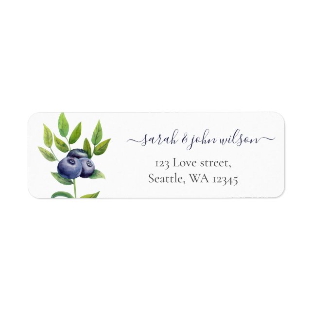watercolor blueberries blue botanical wedding (Front)