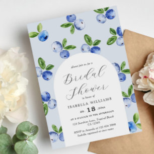 Watercolor Blueberries Bridal Shower Invitation