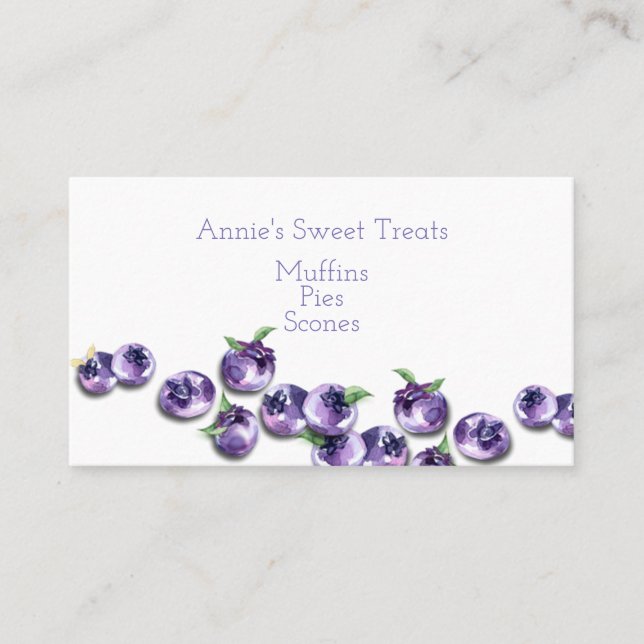 Watercolor Blueberries Business Card (Front)
