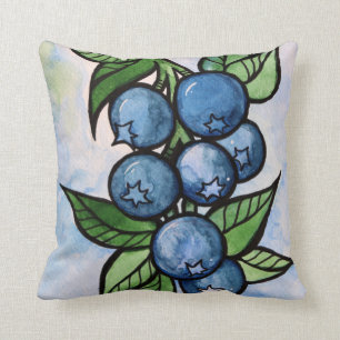 Watercolor Blueberries Cushion