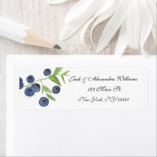 Watercolor Blueberries Fruit return address