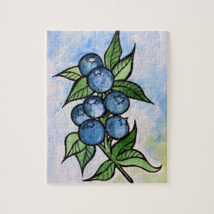 Watercolor Blueberries Jigsaw Puzzle
