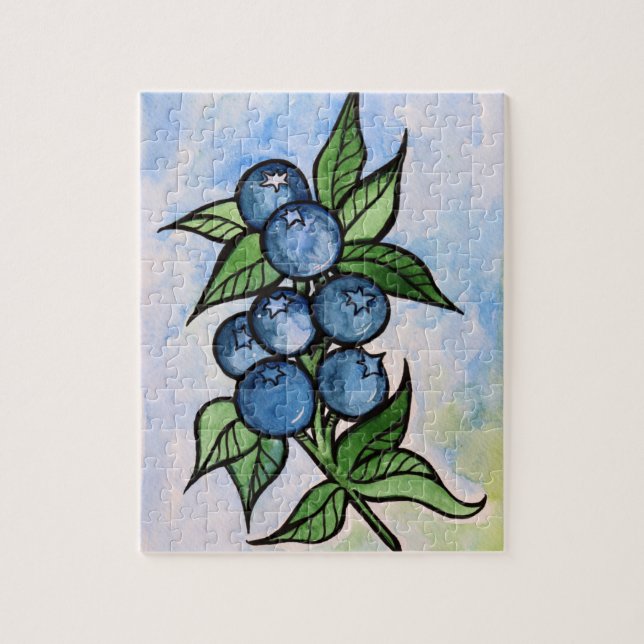 Watercolor Blueberries Jigsaw Puzzle (Vertical)