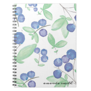 Watercolor Blueberries Notebook