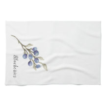 Watercolor Blueberries on Branch