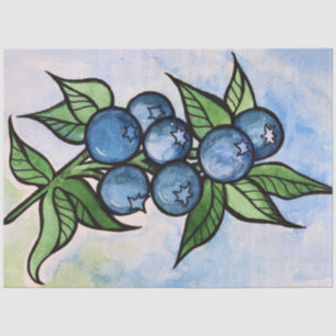 Watercolor Blueberries Tissue Paper