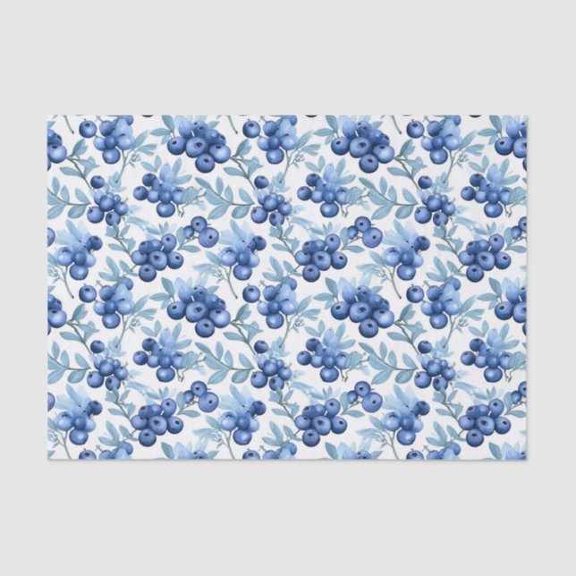 Watercolor Blueberries Tissue Paper (Front)