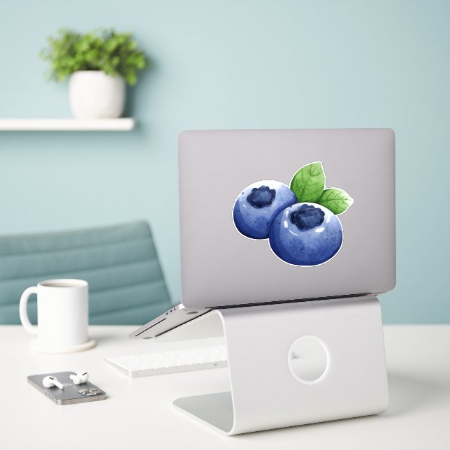 Watercolor Blueberry (Laptop On Desk)