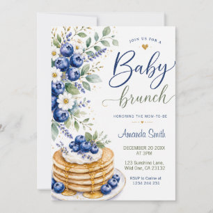 Watercolor Blueberry Baby Brunch Baby Shower Invitation