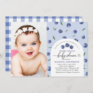 Watercolor Blueberry Baby shower Invitation