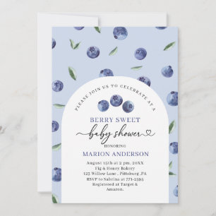 Watercolor Blueberry Baby shower Invitation