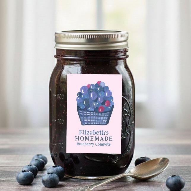 Watercolor Blueberry Basket Custom Homemade Jam Food Label (Watercolor Blueberry Basket Custom Homemade Jam Food Label
)