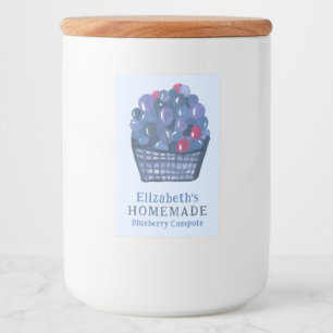 Watercolor Blueberry Basket Custom Homemade Jam Food Label