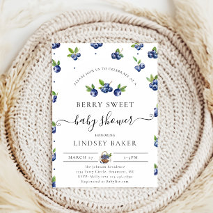 watercolor blueberry Berry Sweet Baby Shower Invitation