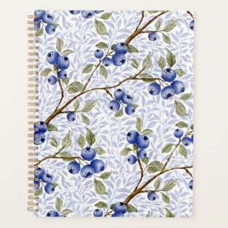 Watercolor Blueberry Botanical in Blue Green White Planner