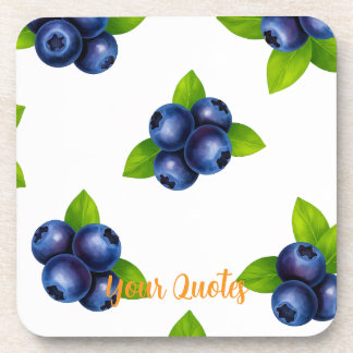 Watercolor Blueberry Botanical Pattern Coaster