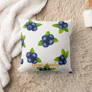 Watercolor Blueberry Botanical Pattern Cushion