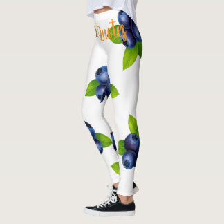 Watercolor Blueberry Botanical Pattern Leggings