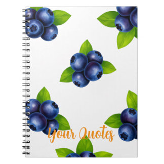 Watercolor Blueberry Botanical Pattern Notebook