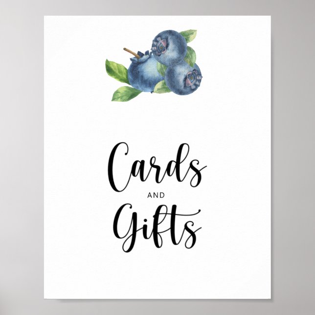 Watercolor blueberry cards and gifts baby shower poster (Front)