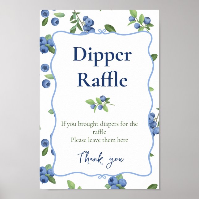 Watercolor Blueberry Diaper Raffle Poster (Front)