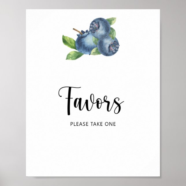 Watercolor blueberry favours poster (Front)