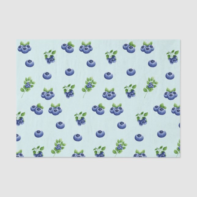 Watercolor Blueberry Fruit  Tissue Paper (Front)