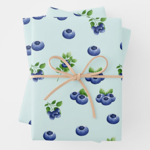 Watercolor Blueberry Fruit Wrapping Paper Sheet