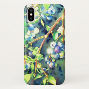 Watercolor blueberry painting iPhone x case