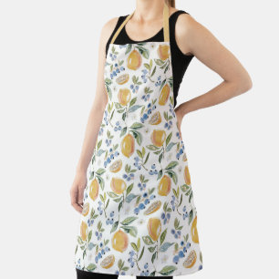 Watercolor Blueberry Pattern Apron