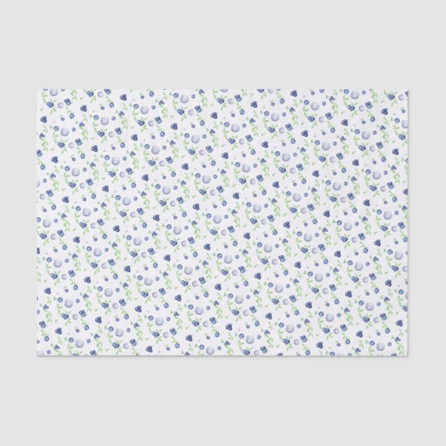 Watercolor Blueberry Pattern Tissue Paper (Front)