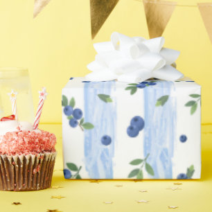 Watercolor Blueberry Pattern Wrapping Paper