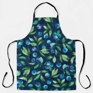 Watercolor blueberry seamless pattern, wild berrie apron