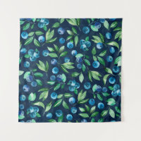 Watercolor blueberry seamless pattern, wild berrie
