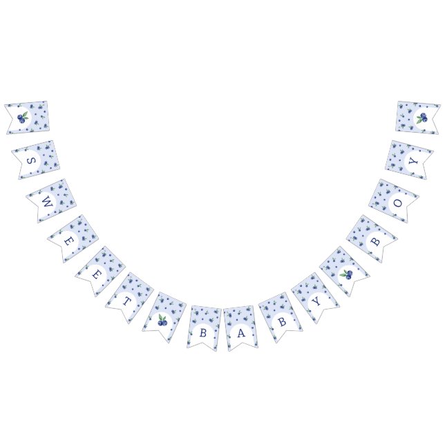 Watercolor blueberry Sweet baby Boy Bunting (All)