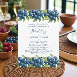 Watercolor Blueberry Wedding Invitation